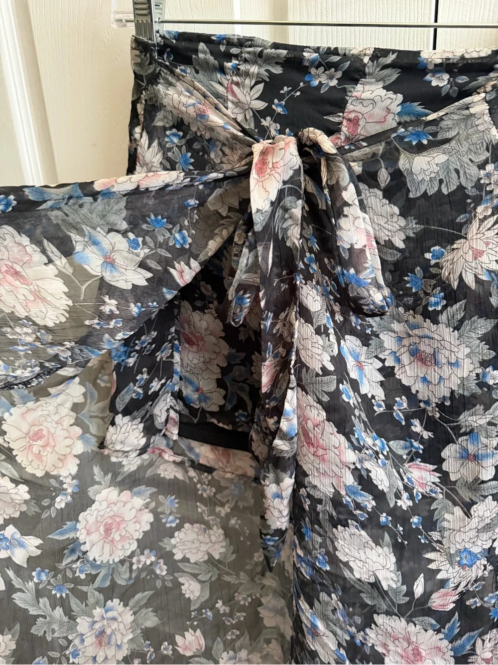 Windsor Two Piece Floral Off-Shoulder Top with Maxi Skirt in Black and Blush